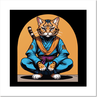 Peaceful Warrior: Bengal Cat Ninja Meditates Posters and Art